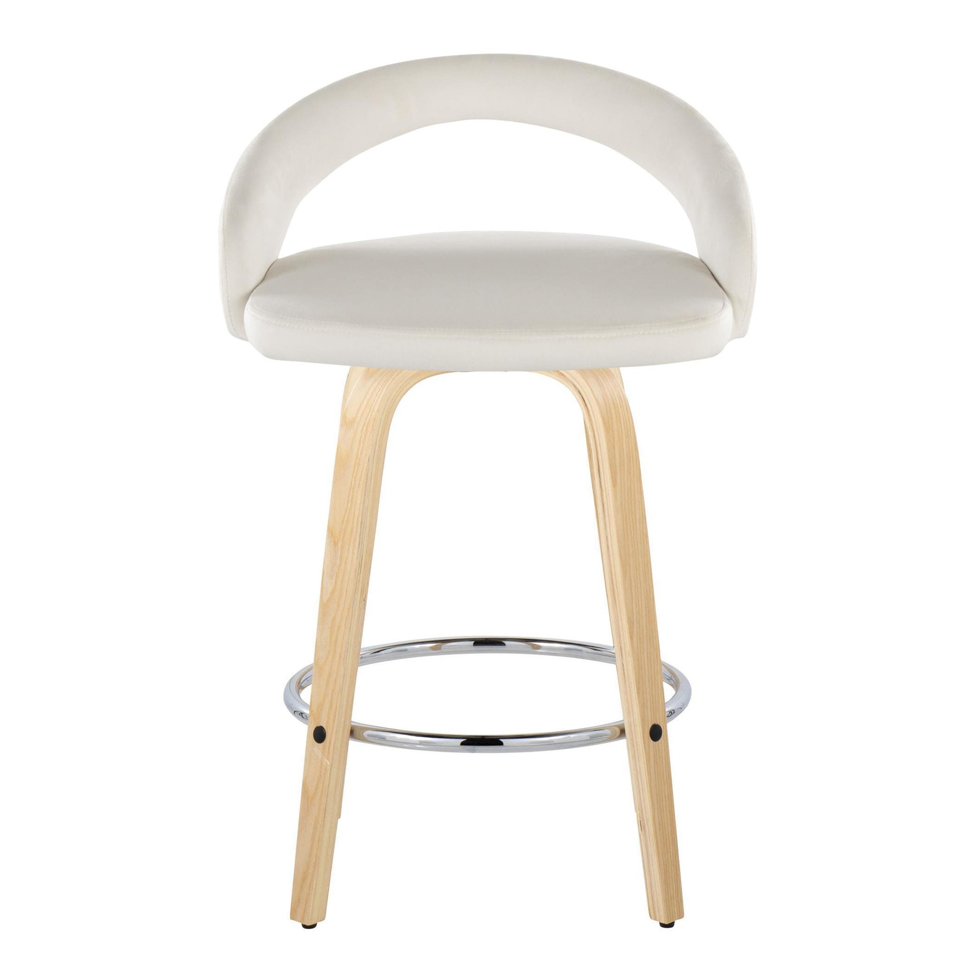 Grotto 26" Contemporary White Velvet Swivel Counter Stools (Set of 2) 6 Grotto 26" Contemporary White Velvet Swivel Counter Stools (Set of 2) - Image 6