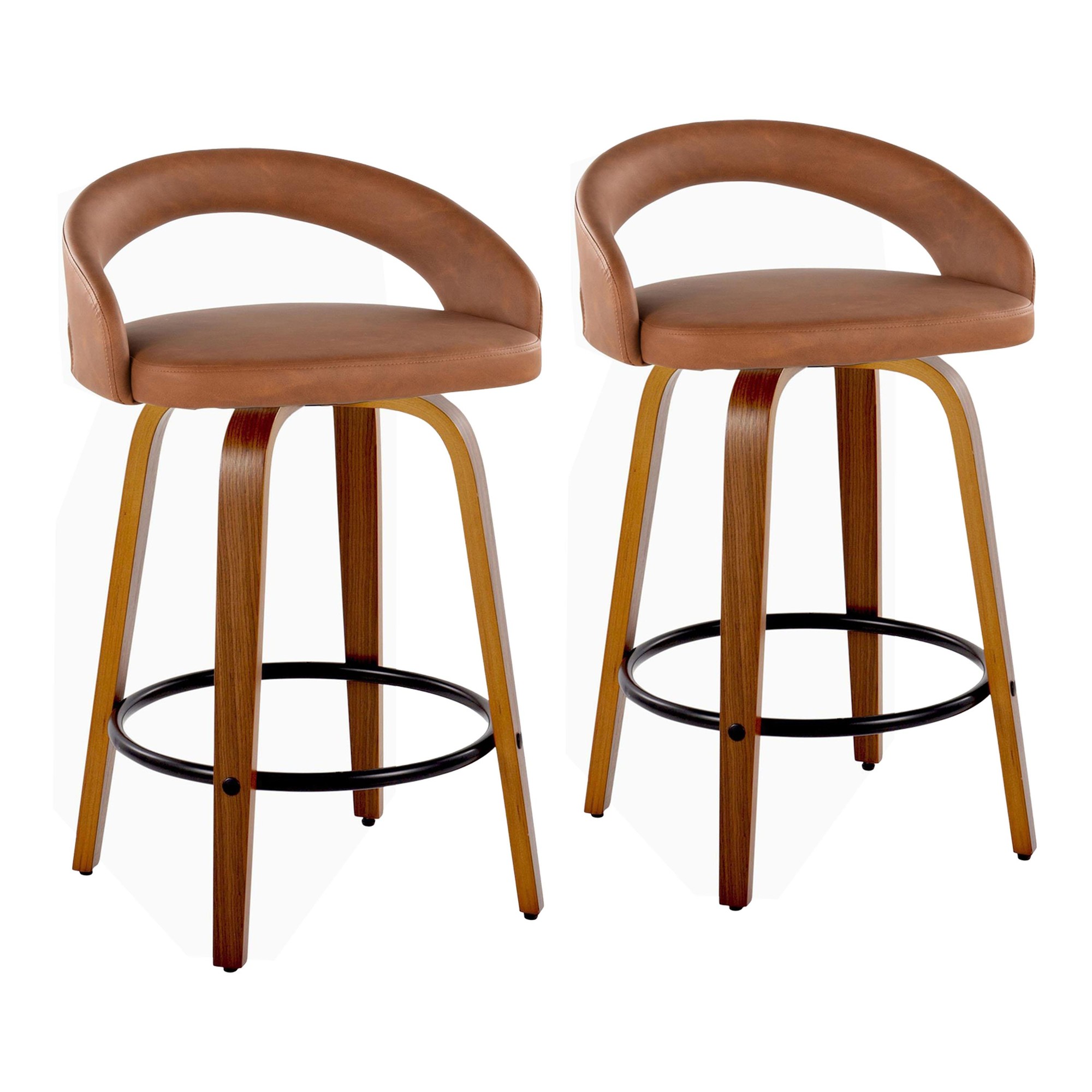 Grotto 26-Inch Contemporary Camel Swivel Counter Stools (Set of 2) 3 Grotto 26-Inch Contemporary Camel Swivel Counter Stools (Set of 2) - Image 3