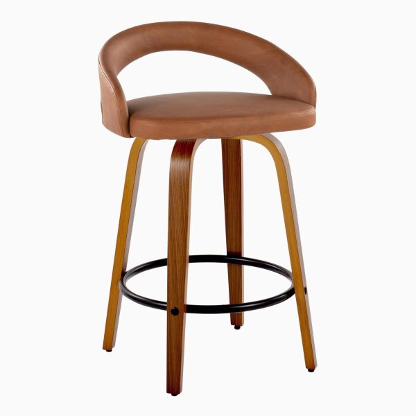 Grotto 26 Inch Contemporary Camel Swivel Counter Stools Set of 2 3