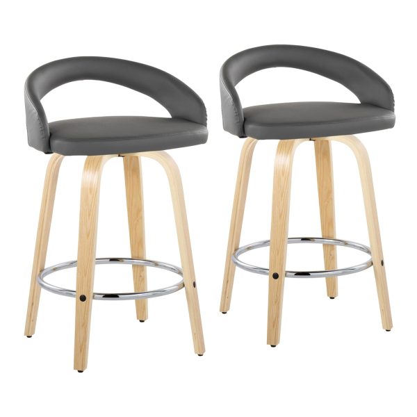Grotto 26 Inch Contemporary Grey Swivel Counter Stools Set of 2 2