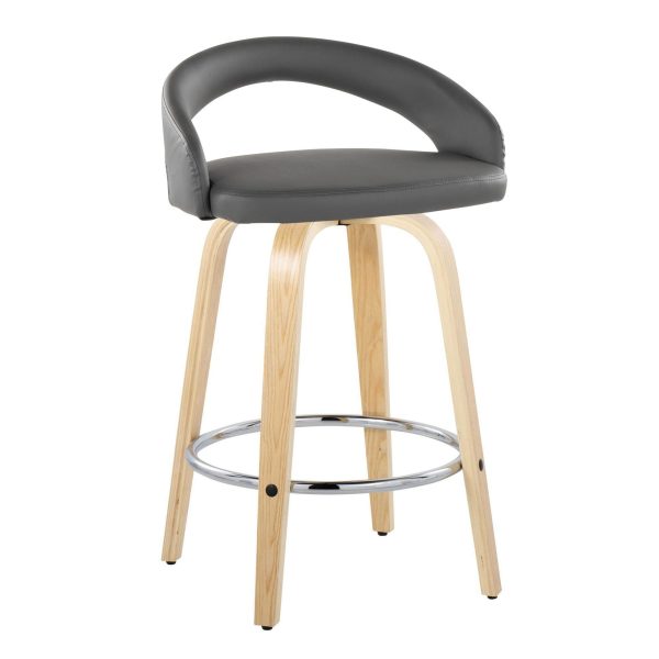 Grotto 26 Inch Contemporary Grey Swivel Counter Stools Set of 2 3