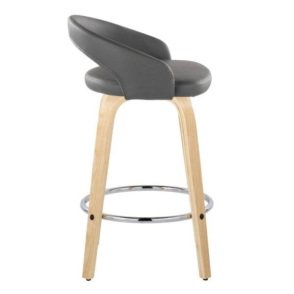 Grotto 26 Inch Contemporary Grey Swivel Counter Stools Set of 2 4