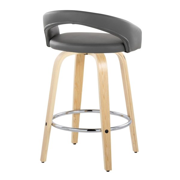 Grotto 26 Inch Contemporary Grey Swivel Counter Stools Set of 2 5