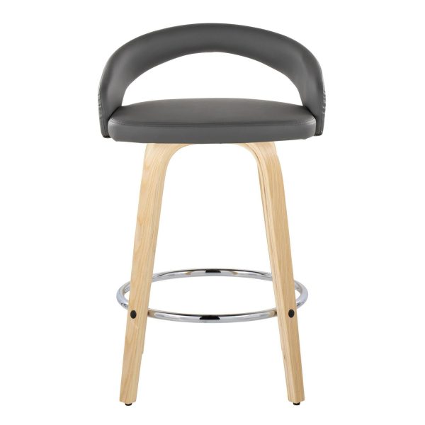 Grotto 26 Inch Contemporary Grey Swivel Counter Stools Set of 2 7
