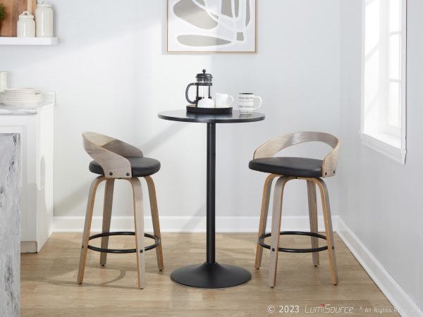 Grotto 26 Inch Contemporary Light Grey Swivel Counter Stools Set of 2 2