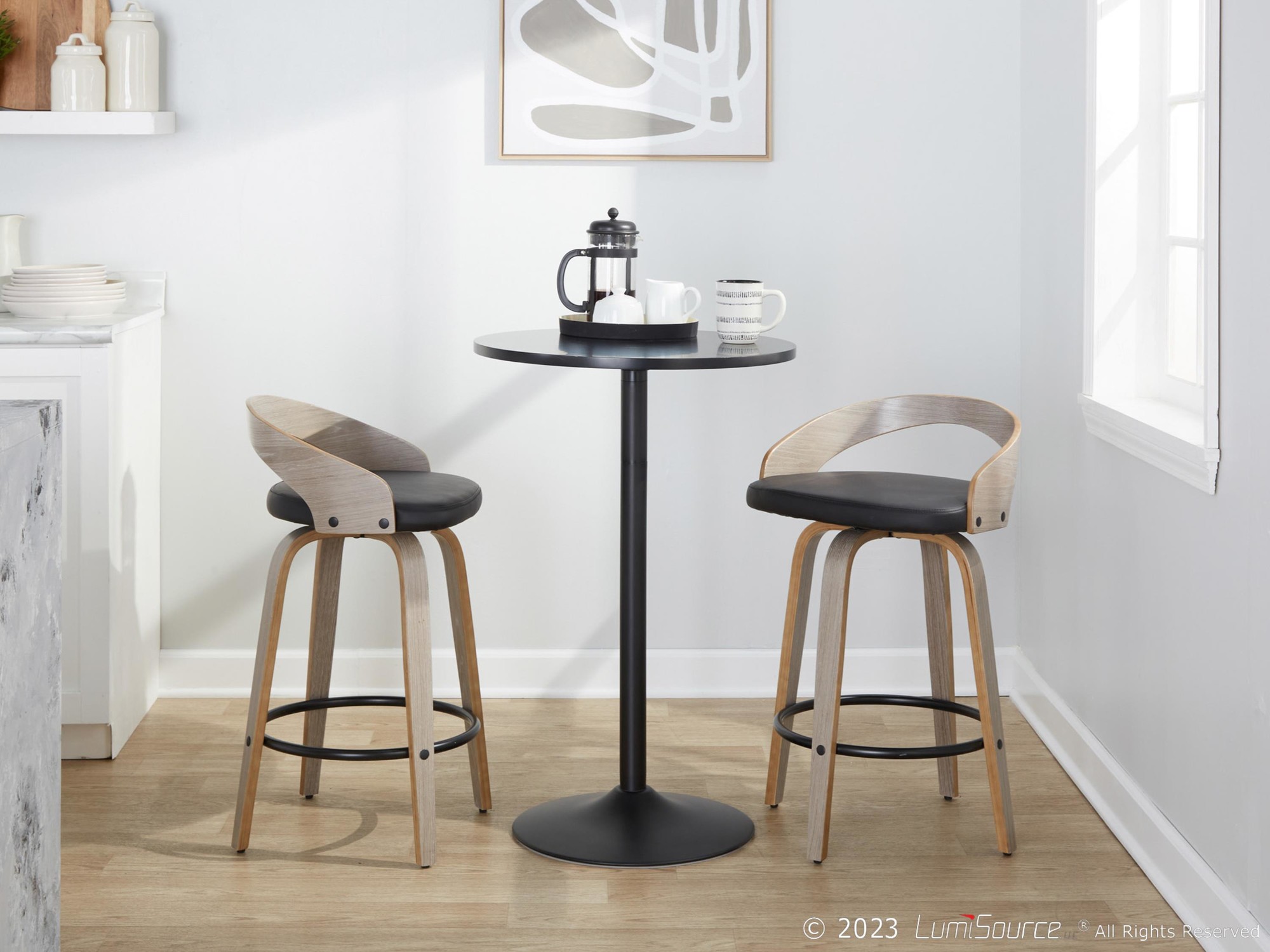 Grotto 26-Inch Contemporary Light Grey Swivel Counter Stools (Set of 2) 3 Grotto 26-Inch Contemporary Light Grey Swivel Counter Stools (Set of 2) - Image 3