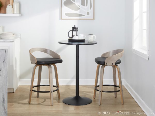 Grotto 26 Inch Contemporary Light Grey Swivel Counter Stools Set of 2 3