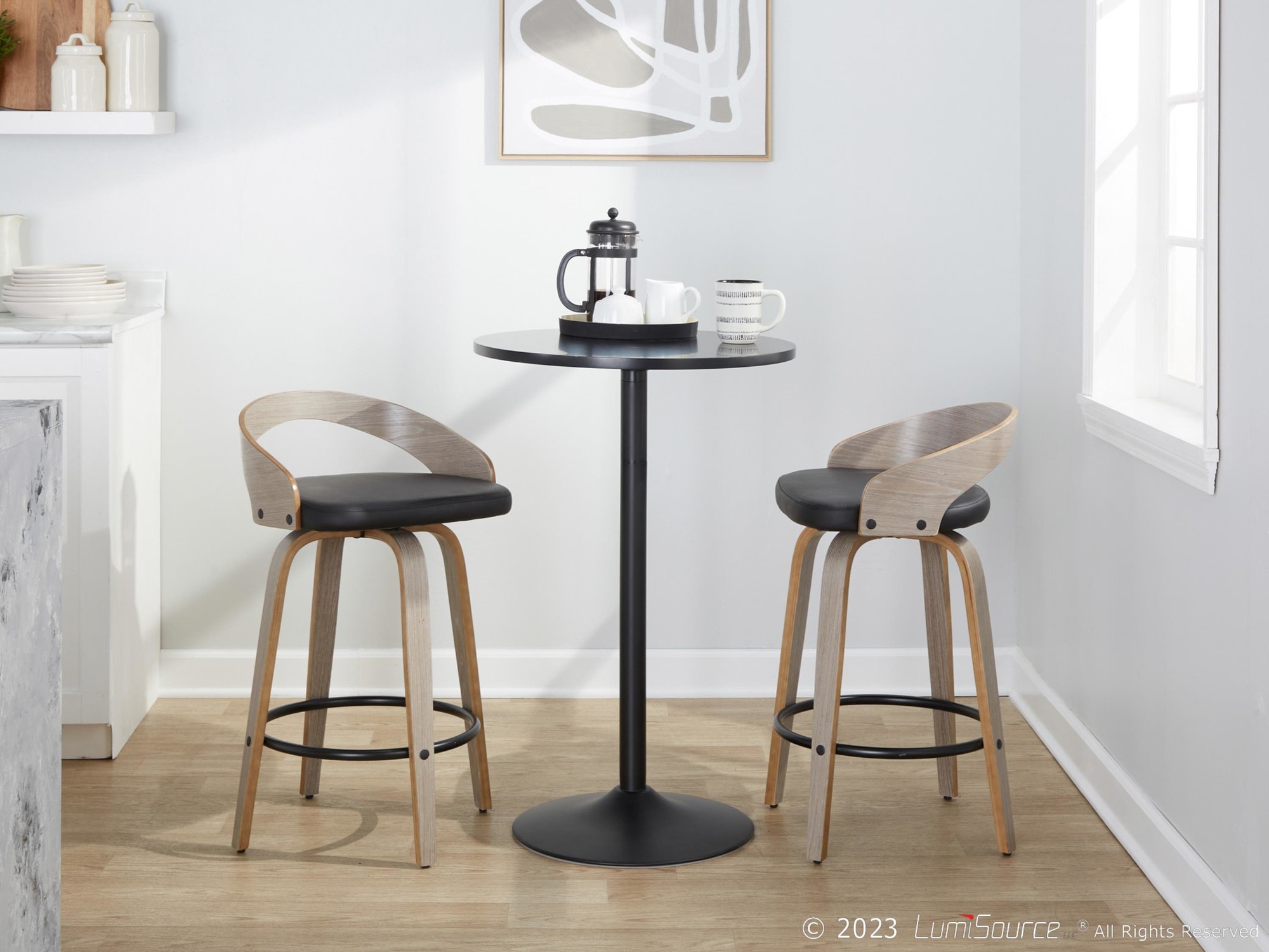Grotto 26-Inch Contemporary Light Grey Swivel Counter Stools (Set of 2) 4 Grotto 26-Inch Contemporary Light Grey Swivel Counter Stools (Set of 2) - Image 4
