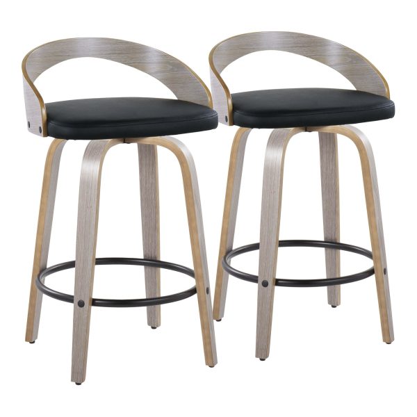 Grotto 26 Inch Contemporary Light Grey Swivel Counter Stools Set of 2 4