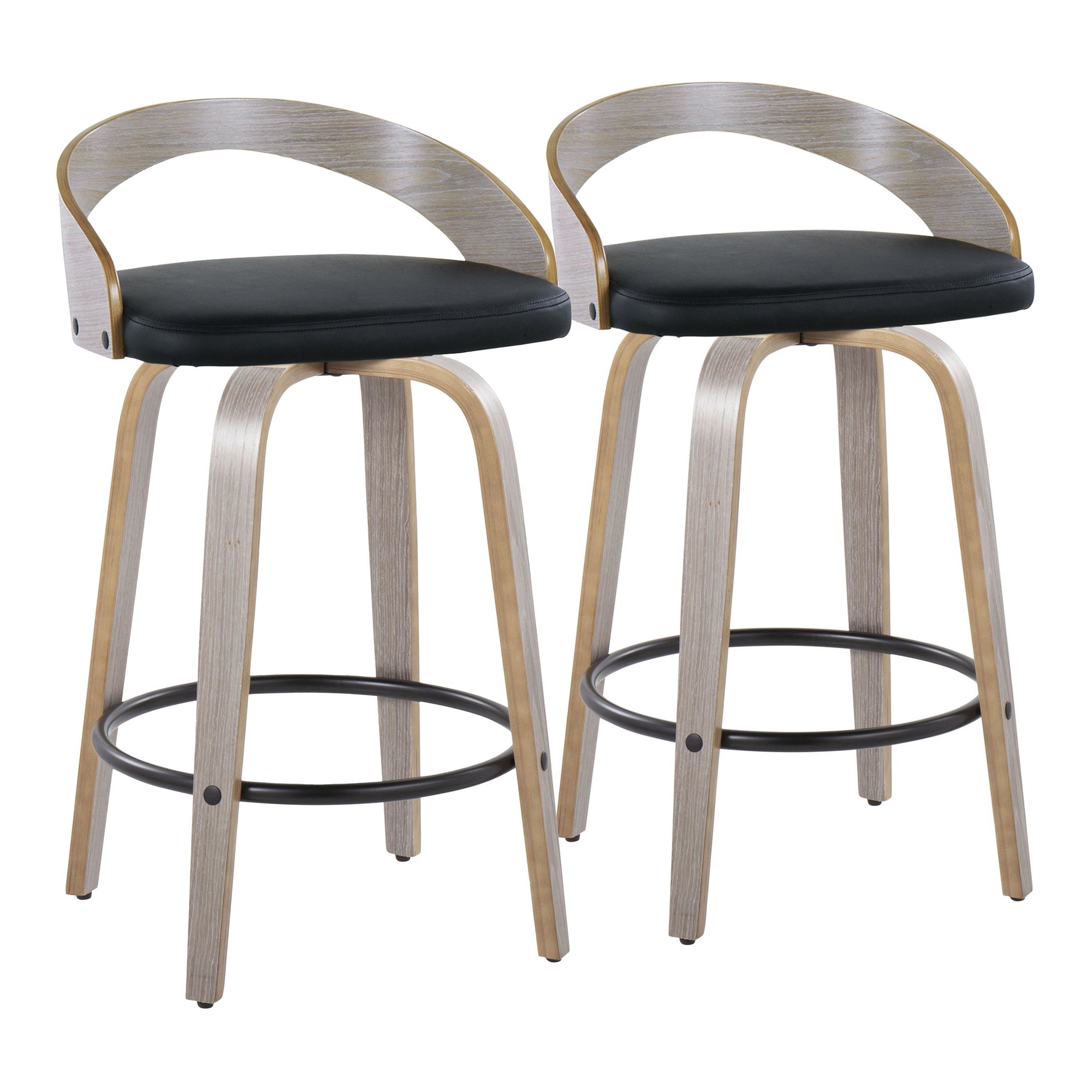 Grotto 26-Inch Contemporary Light Grey Swivel Counter Stools (Set of 2) 5 Grotto 26-Inch Contemporary Light Grey Swivel Counter Stools (Set of 2) - Image 5