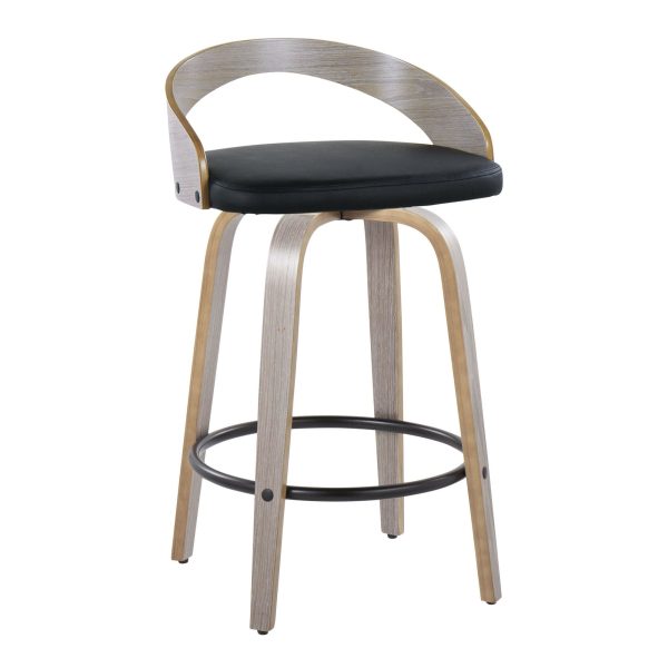 Grotto 26 Inch Contemporary Light Grey Swivel Counter Stools Set of 2 5