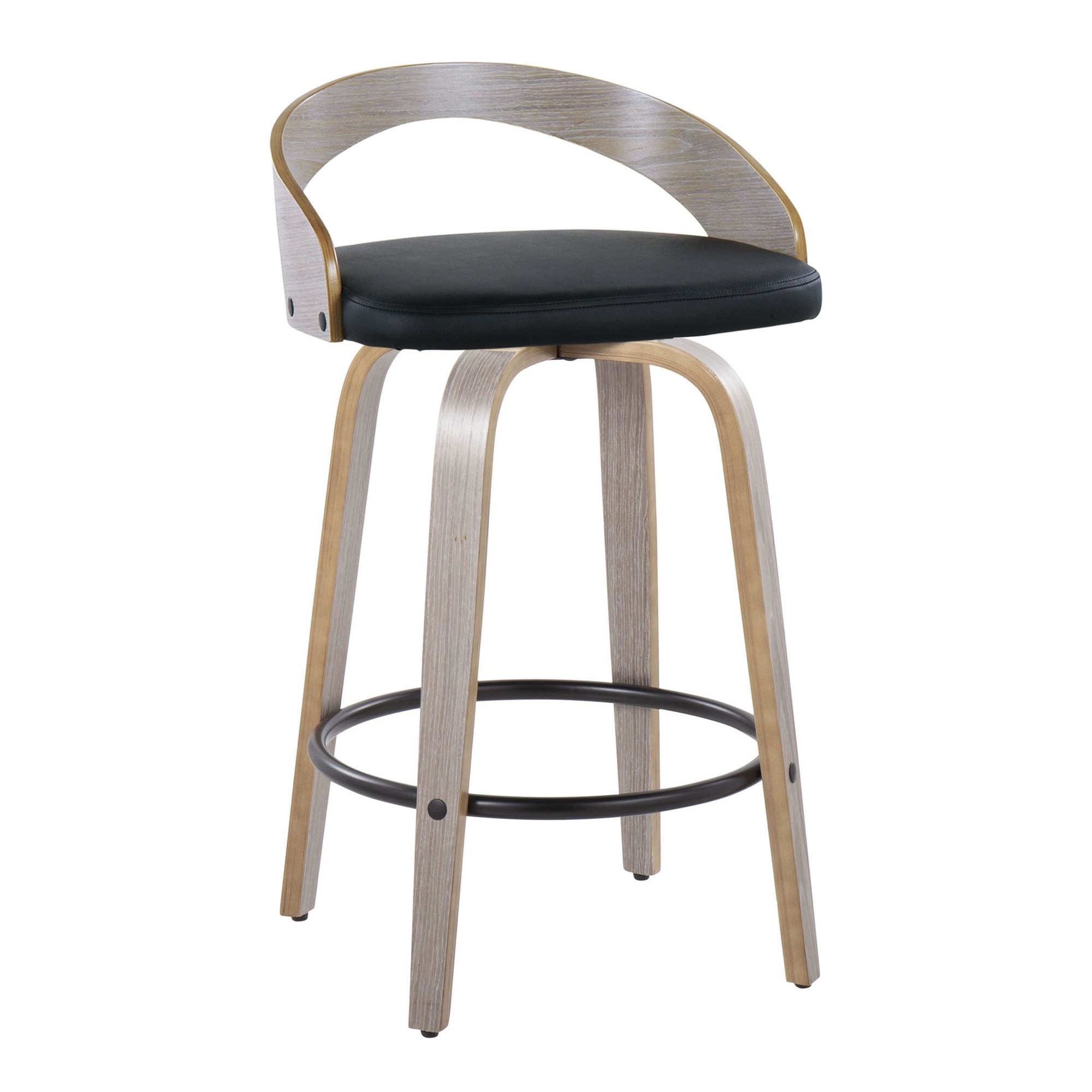 Grotto 26-Inch Contemporary Light Grey Swivel Counter Stools (Set of 2) 6 Grotto 26-Inch Contemporary Light Grey Swivel Counter Stools (Set of 2) - Image 6