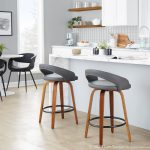 Grotto 26-Inch Contemporary Walnut Swivel Counter Stool (Set of 2) 12 Grotto 26-Inch Contemporary Walnut Swivel Counter Stool (Set of 2)