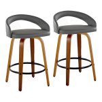 Grotto 26-Inch Contemporary Walnut Swivel Counter Stool (Set of 2) 13 Grotto 26-Inch Contemporary Walnut Swivel Counter Stool (Set of 2)