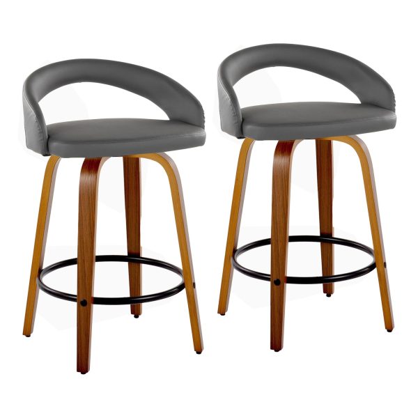 Grotto 26 Inch Contemporary Walnut Swivel Counter Stool Set of 2 2