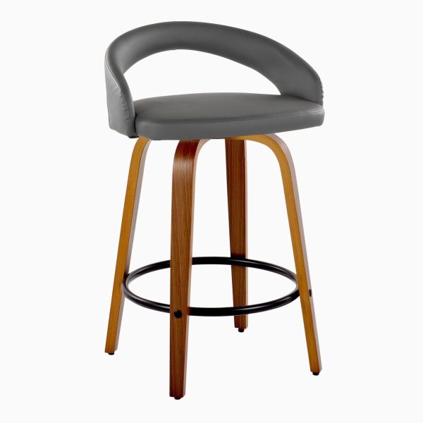 Grotto 26 Inch Contemporary Walnut Swivel Counter Stool Set of 2 3