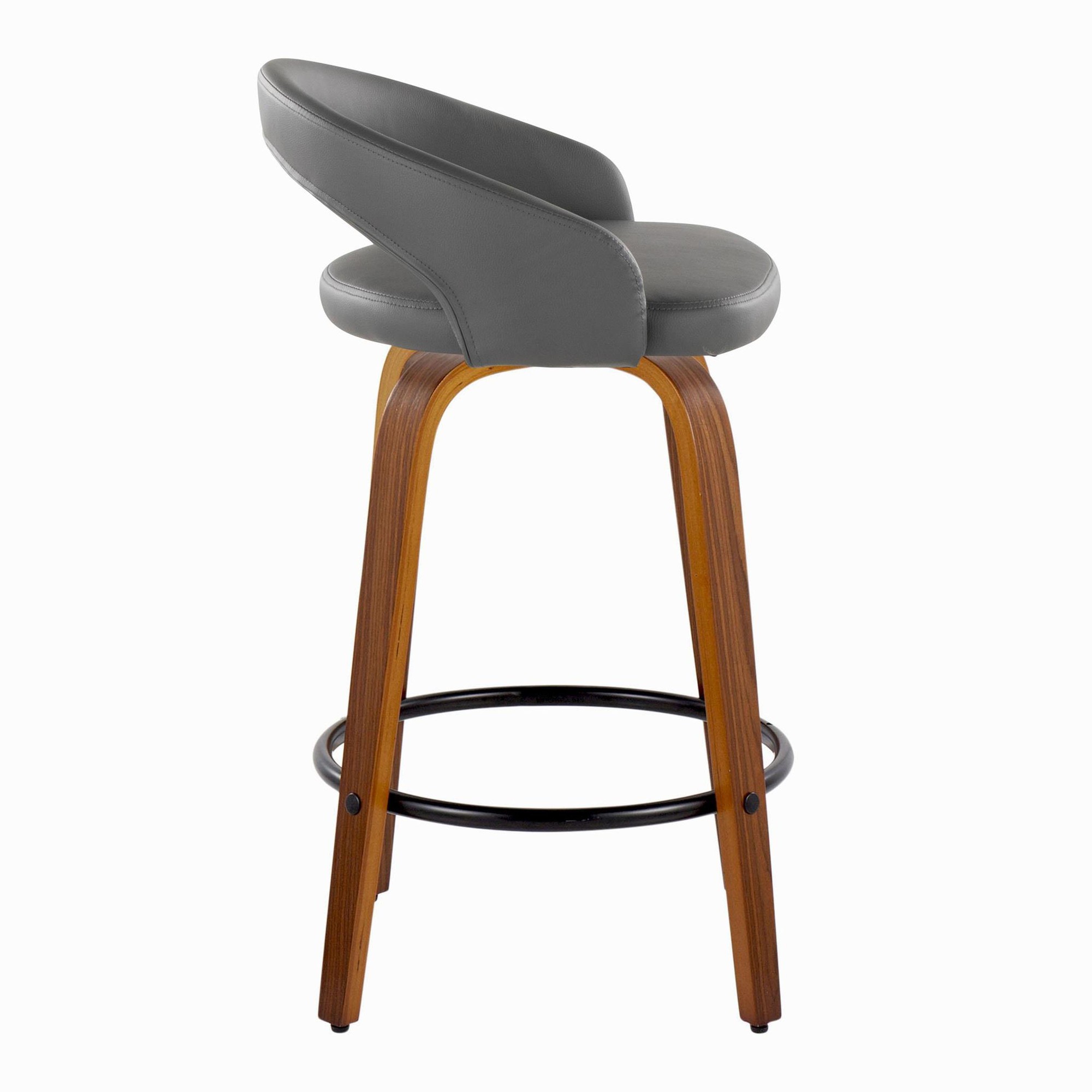Grotto 26-Inch Contemporary Walnut Swivel Counter Stool (Set of 2) 5 Grotto 26-Inch Contemporary Walnut Swivel Counter Stool (Set of 2) - Image 5