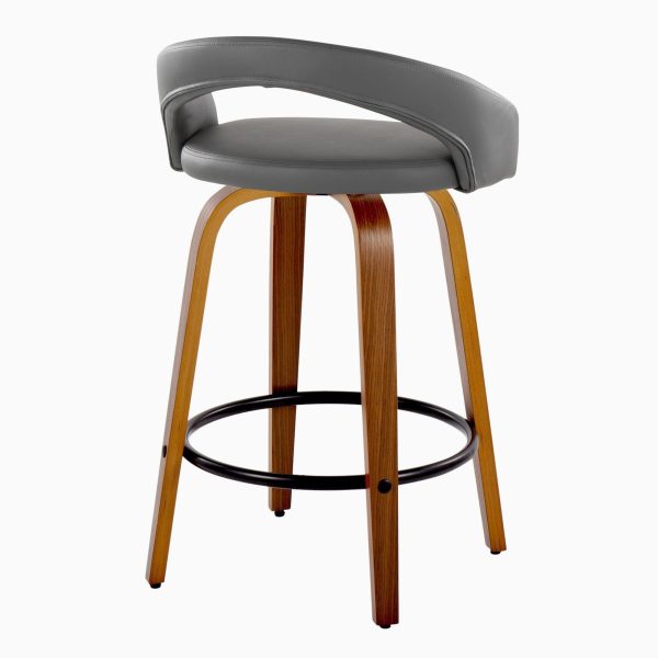 Grotto 26 Inch Contemporary Walnut Swivel Counter Stool Set of 2 5