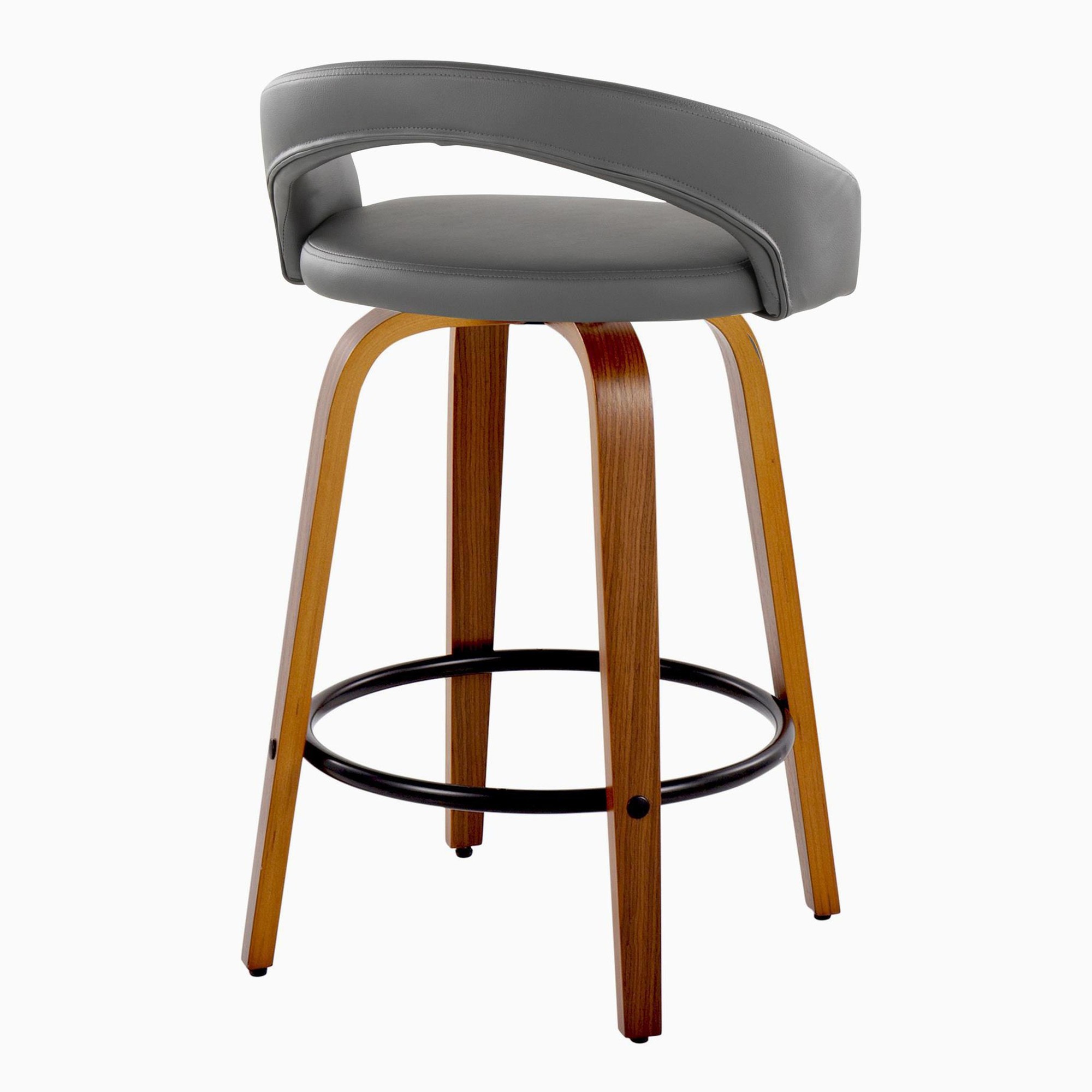 Grotto 26-Inch Contemporary Walnut Swivel Counter Stool (Set of 2) 6 Grotto 26-Inch Contemporary Walnut Swivel Counter Stool (Set of 2) - Image 6