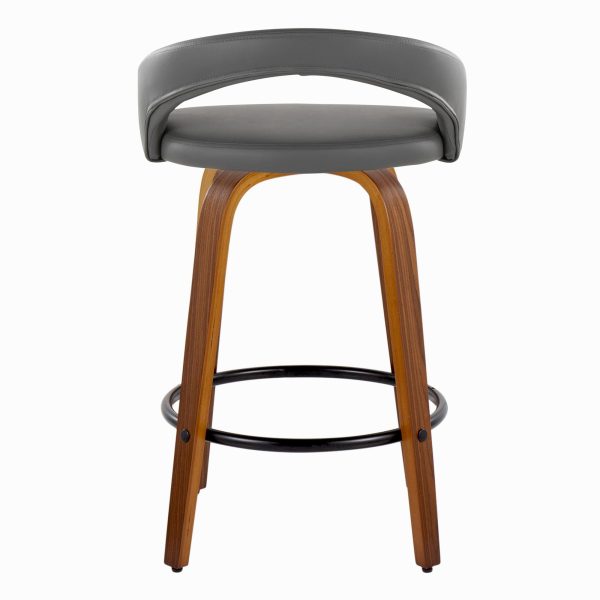 Grotto 26 Inch Contemporary Walnut Swivel Counter Stool Set of 2 6