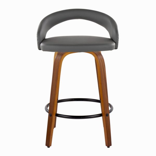 Grotto 26 Inch Contemporary Walnut Swivel Counter Stool Set of 2 7