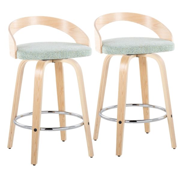 Grotto 26 Inch Light Green Contemporary Swivel Counter Stools Set of 2 4