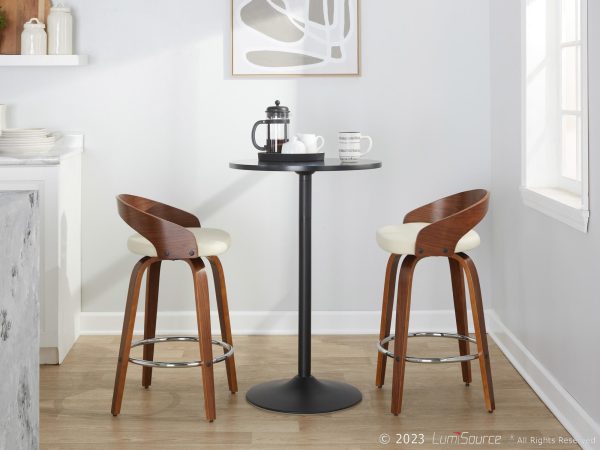Grotto 26 Inch Mid Century Modern Cream Swivel Counter Stools Set of 2 3