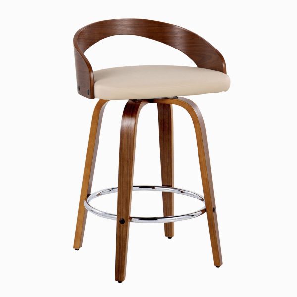 Grotto 26 Inch Mid Century Modern Cream Swivel Counter Stools Set of 2 5