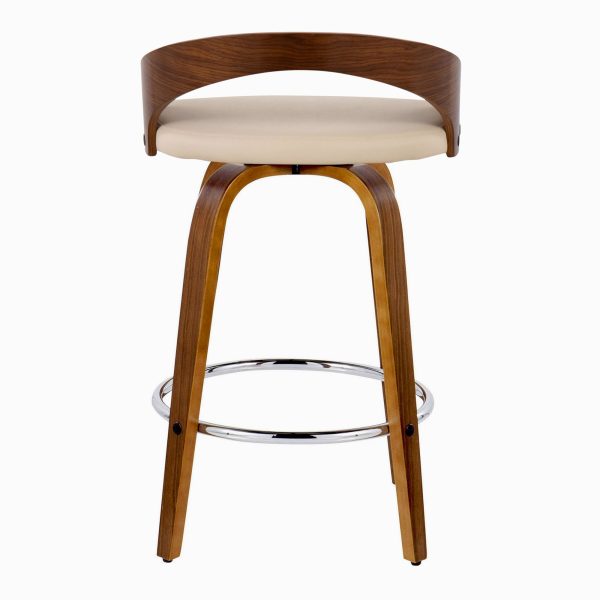 Grotto 26 Inch Mid Century Modern Cream Swivel Counter Stools Set of 2 8
