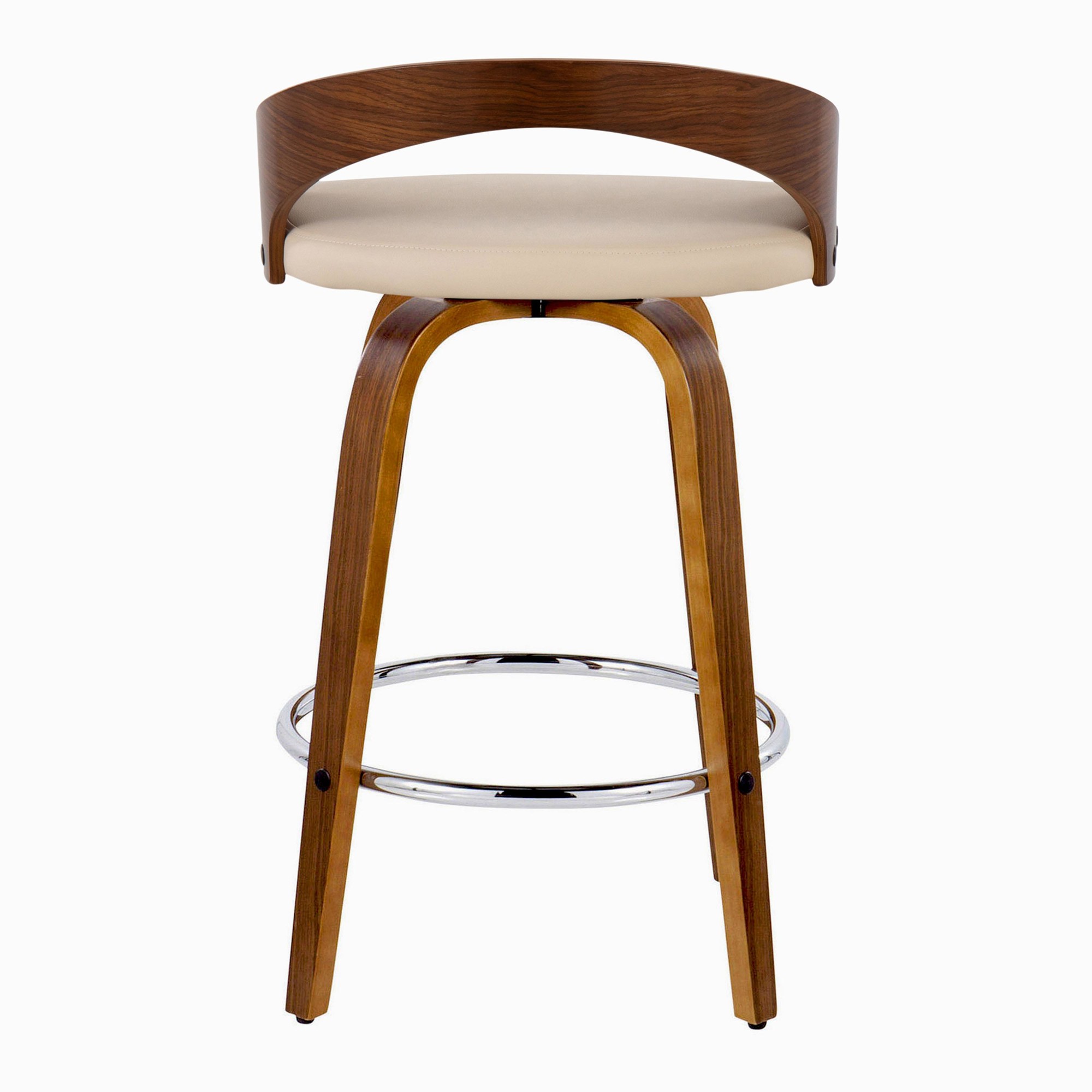 Grotto 26-Inch Mid-Century Modern Cream Swivel Counter Stools (Set of 2) 9 Grotto 26-Inch Mid-Century Modern Cream Swivel Counter Stools (Set of 2) - Image 9