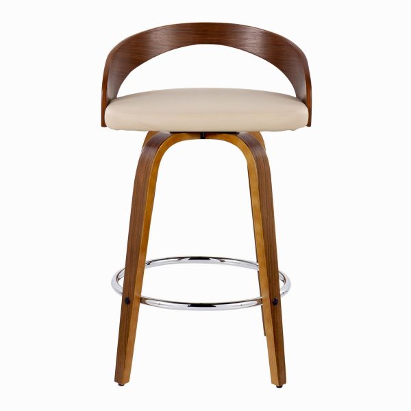Grotto 26 Inch Mid Century Modern Cream Swivel Counter Stools Set of 2 9