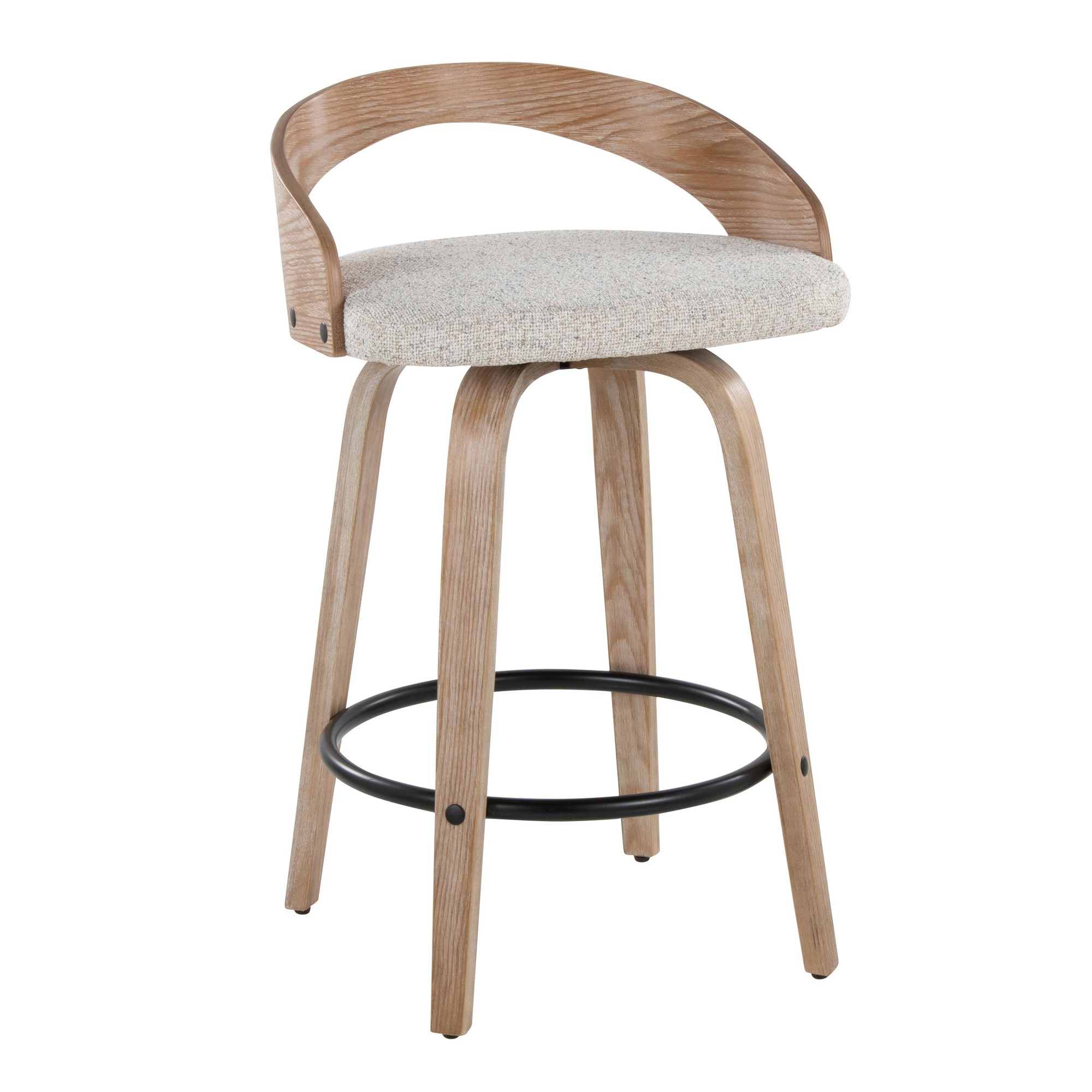 Grotto 26-Inch Oat Fabric Contemporary Swivel Counter Stools (Set of 2) 4 Grotto 26-Inch Oat Fabric Contemporary Swivel Counter Stools (Set of 2) - Image 4