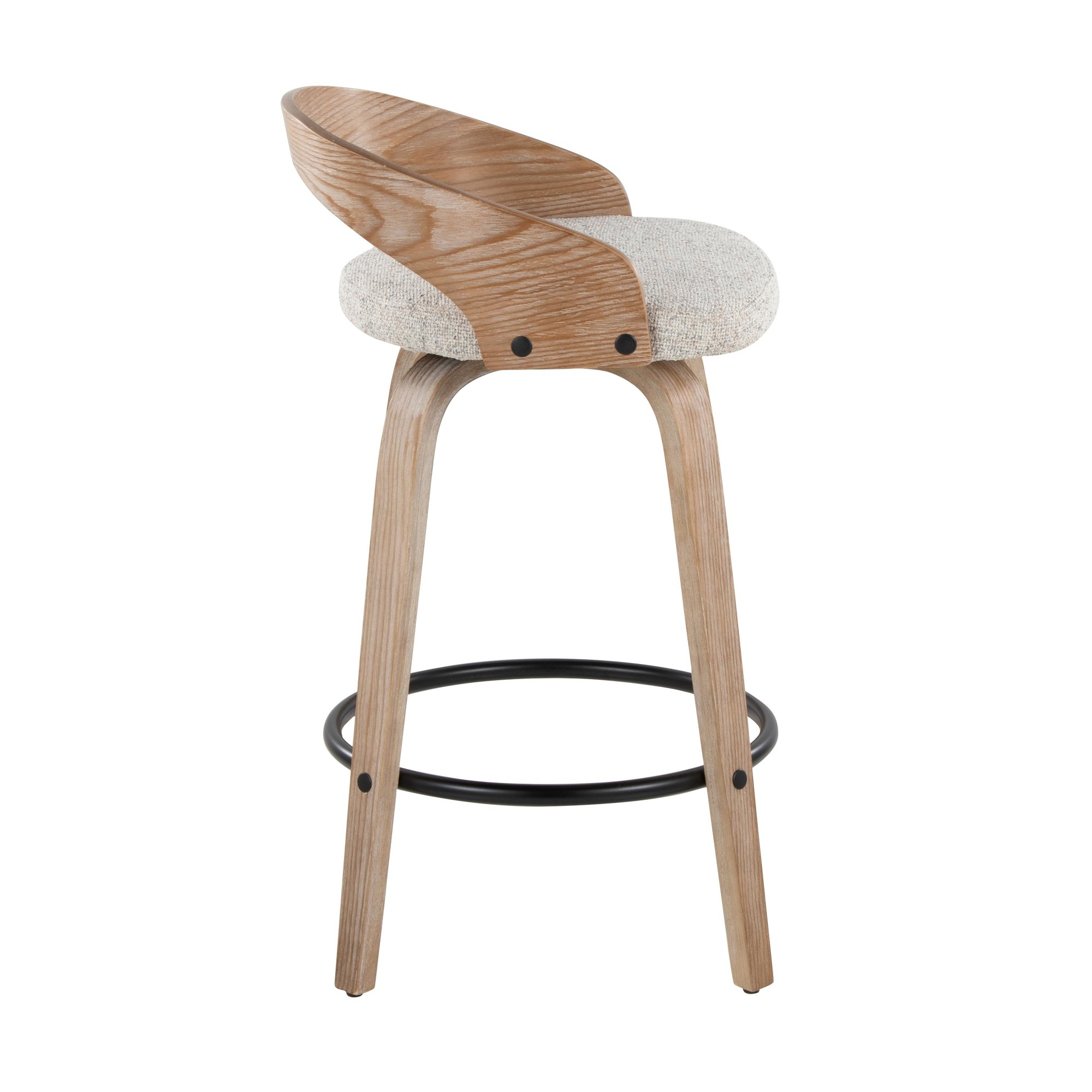 Grotto 26-Inch Oat Fabric Contemporary Swivel Counter Stools (Set of 2) 5 Grotto 26-Inch Oat Fabric Contemporary Swivel Counter Stools (Set of 2) - Image 5