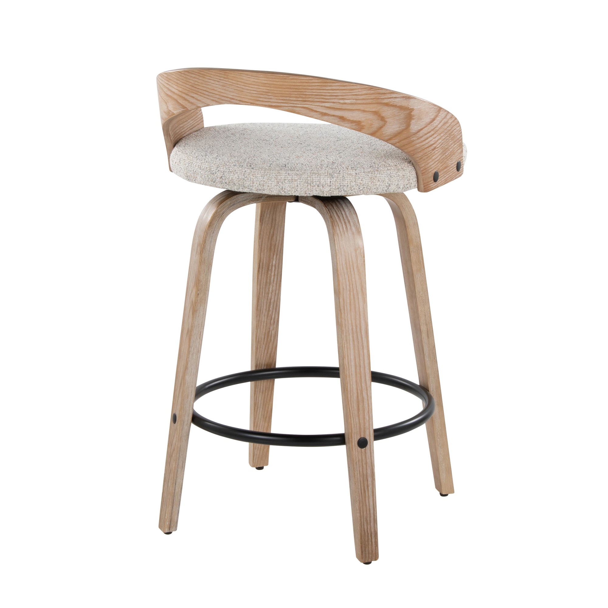 Grotto 26-Inch Oat Fabric Contemporary Swivel Counter Stools (Set of 2) 6 Grotto 26-Inch Oat Fabric Contemporary Swivel Counter Stools (Set of 2) - Image 6