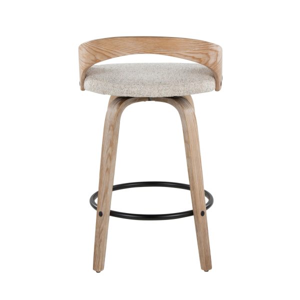Grotto 26 Inch Oat Fabric Contemporary Swivel Counter Stools Set of 2 6