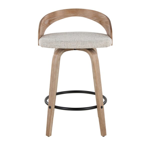 Grotto 26 Inch Oat Fabric Contemporary Swivel Counter Stools Set of 2 7