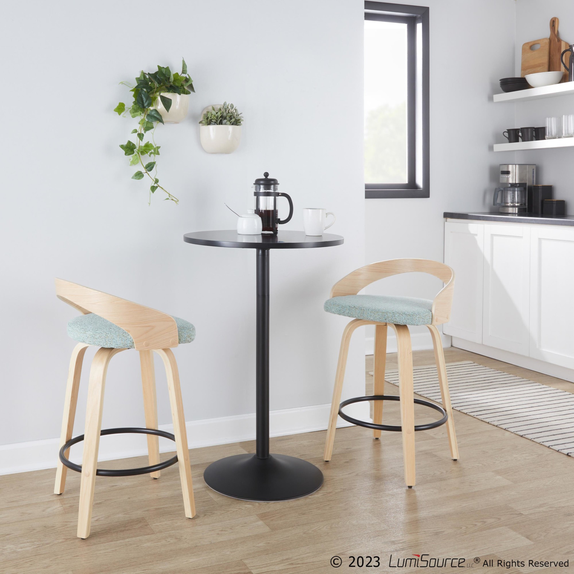 Grotto 26 Mid-Century Green Swivel Counter Stool (Set of 2) 2 Grotto 26 Mid-Century Green Swivel Counter Stool (Set of 2) - Image 2