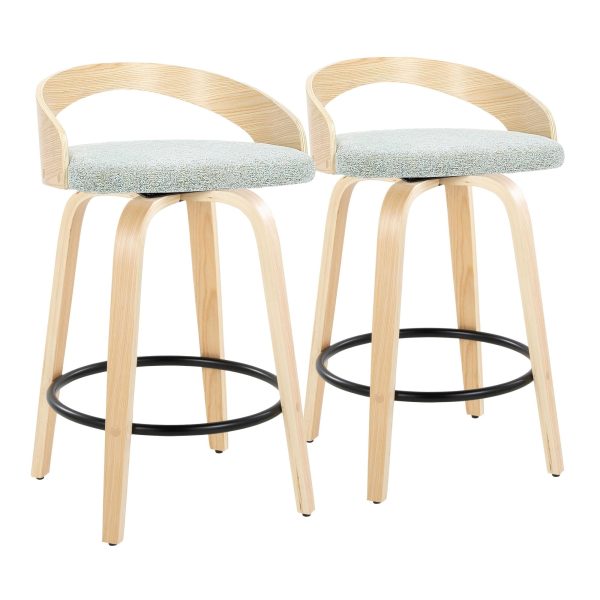 Grotto 26 Mid Century Green Swivel Counter Stool Set of 2 2