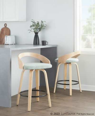 Grotto 26 Mid-Century Green Swivel Counter Stool (Set of 2)