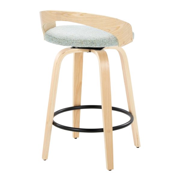 Grotto 26 Mid Century Green Swivel Counter Stool Set of 2 5