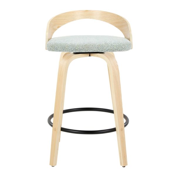 Grotto 26 Mid Century Green Swivel Counter Stool Set of 2 7