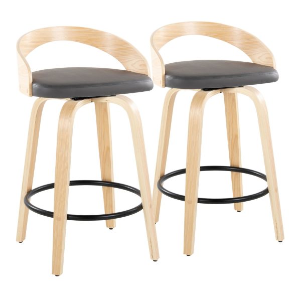 Grotto 26 Mid Century Grey Swivel Counter Stools Set of 2 2