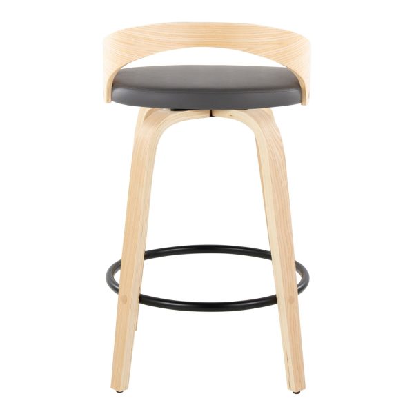 Grotto 26 Mid Century Grey Swivel Counter Stools Set of 2 6