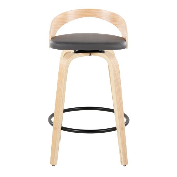 Grotto 26 Mid Century Grey Swivel Counter Stools Set of 2 7