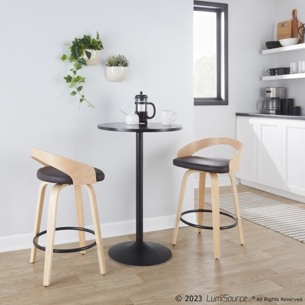 Grotto 26 Mid Century Modern Counter Stool Brown Set of 2 1