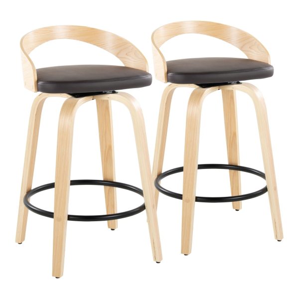 Grotto 26 Mid Century Modern Counter Stool Brown Set of 2 2