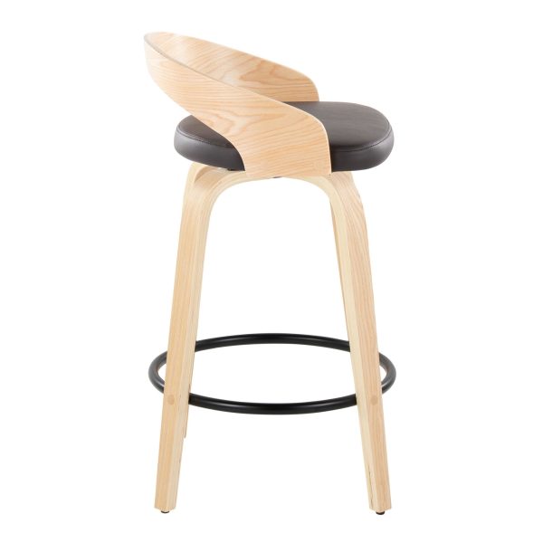 Grotto 26 Mid Century Modern Counter Stool Brown Set of 2 4