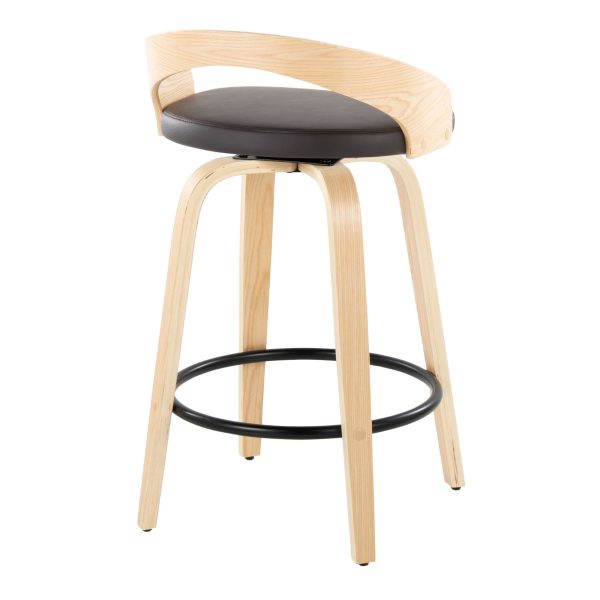 Grotto 26 Mid Century Modern Counter Stool Brown Set of 2 5