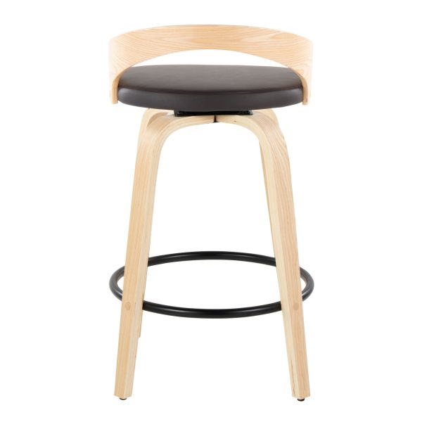 Grotto 26 Mid Century Modern Counter Stool Brown Set of 2 6