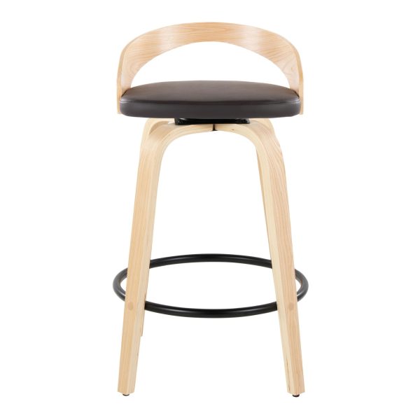 Grotto 26 Mid Century Modern Counter Stool Brown Set of 2 7
